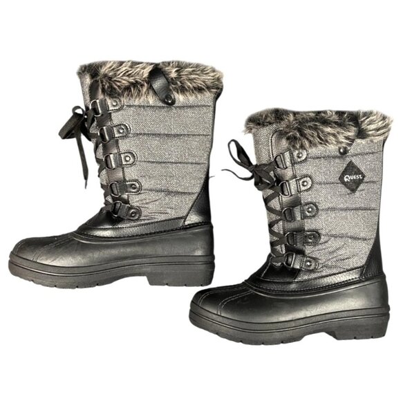 New Quest Powder Womens Size 8 Black/Grey Winter Boots Faux Fur NWT - Picture 8 of 13